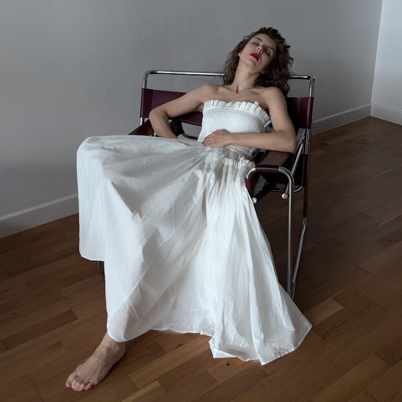 パーティードレス White Wool & Silk Dress 5T1A95392_fc6ac75f-a2a1-4e9b-