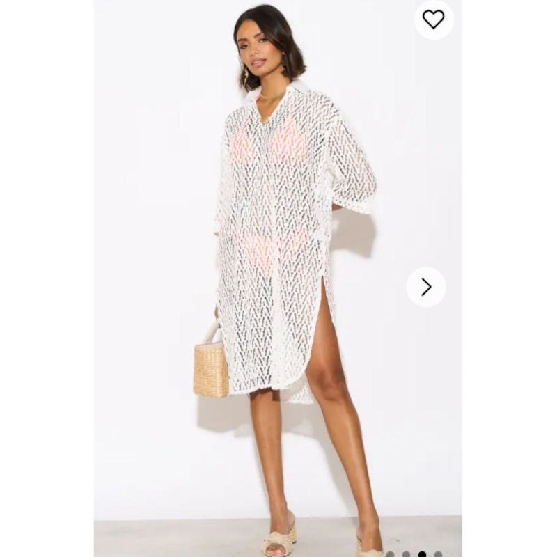white lace beach cover up dress Flamenco Lace Crochet Beach Cover Up Dress main image 1