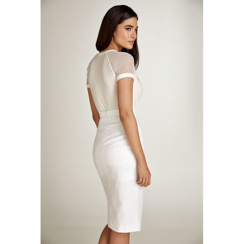 White Denim Style Pencil Skirt | Conquista | Wolf & Badger