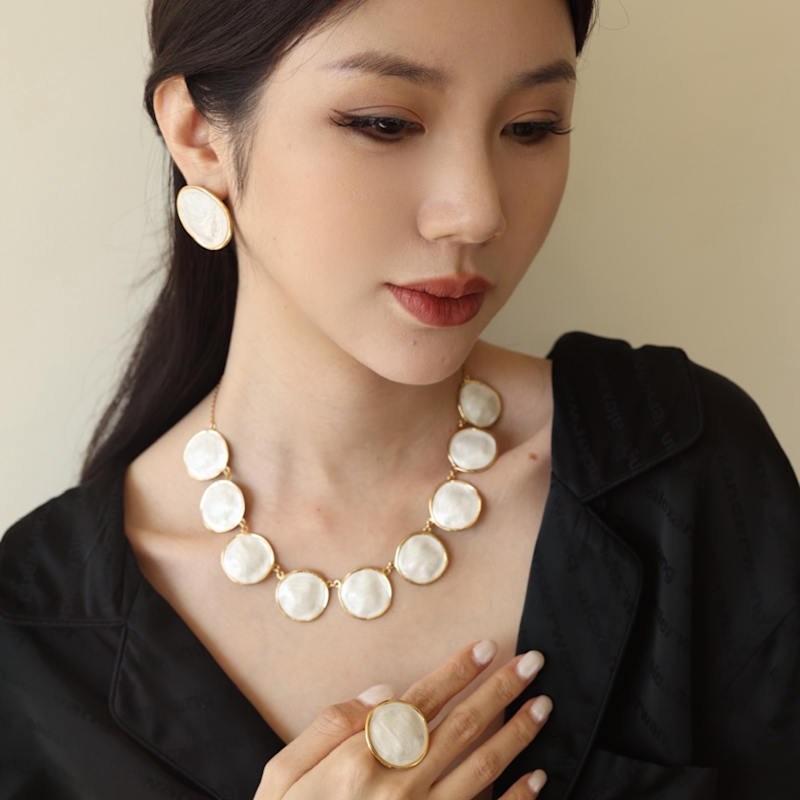 Thumbnail of White Enamel Ripple Earrings image