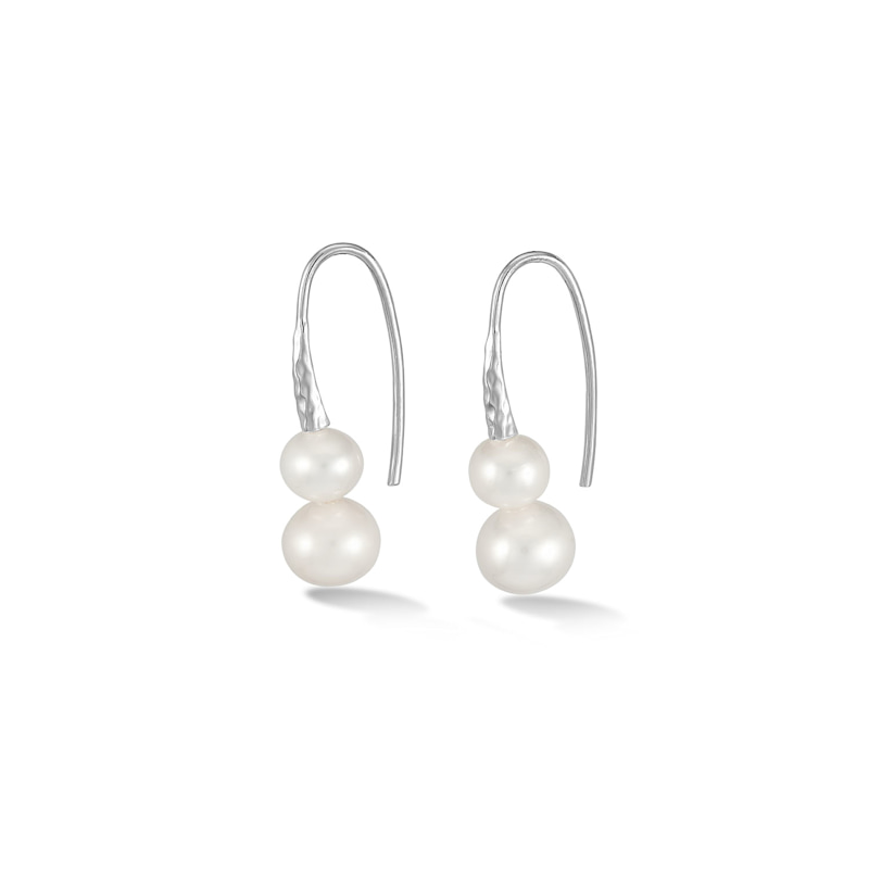 White Freshwater Pearl Duo Earrings In Silver Dower Hall