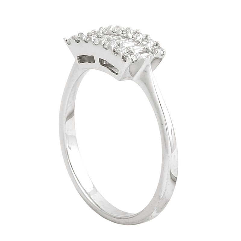 Thumbnail of Baguette Diamond Cluster Ring in 18K White Gold image