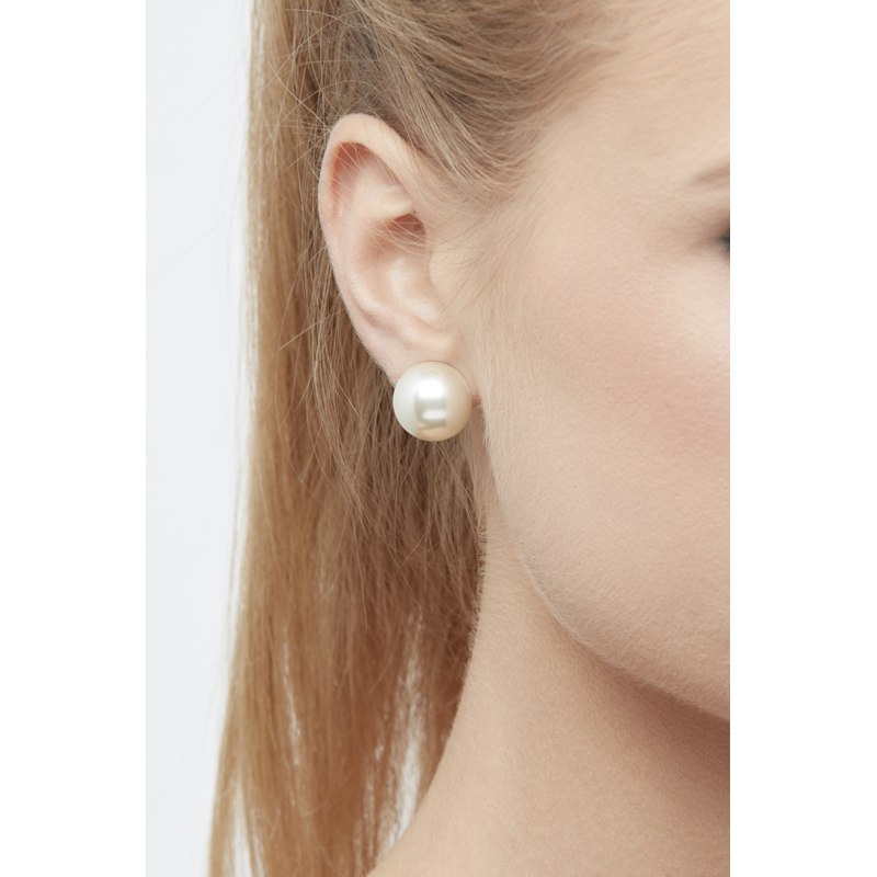 Thumbnail of White Button Half Pearl Clip Earrings image