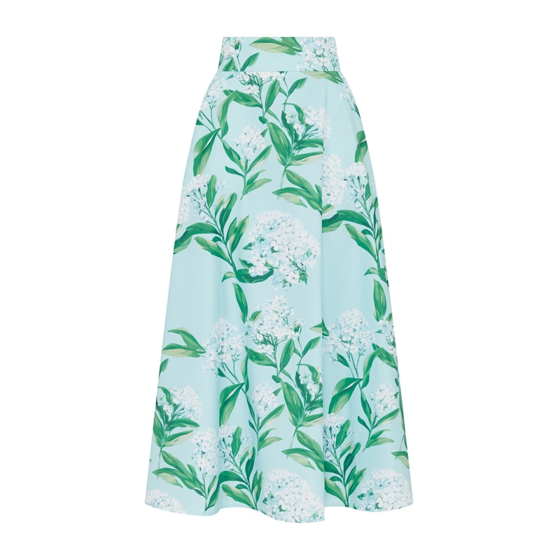 Thumbnail of White Lilac Blossom High-Waisted Skirt In Sky Mist Blue image