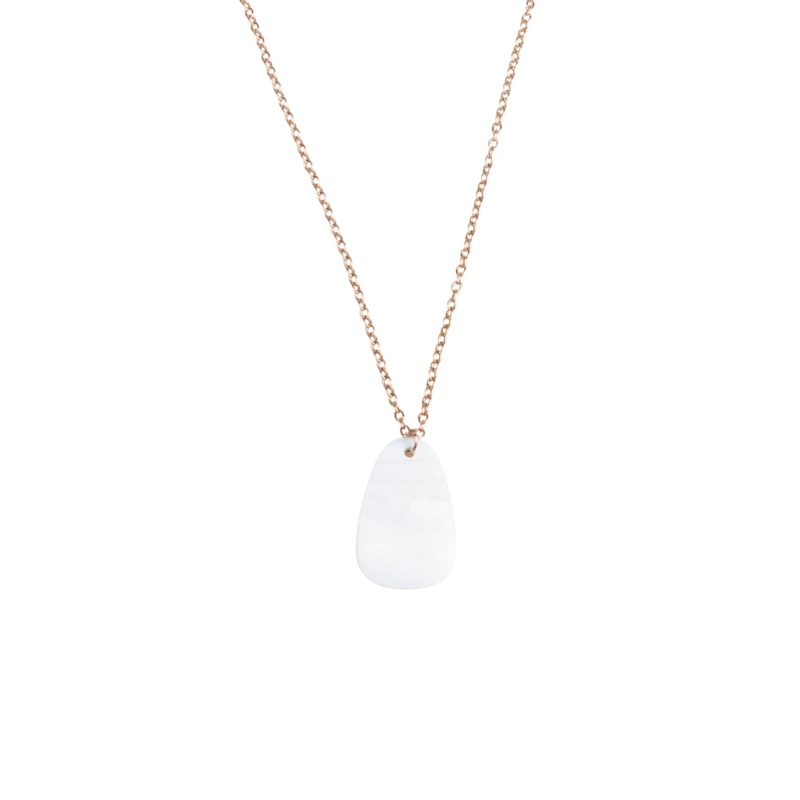 Thumbnail of White Mother-Of-Pearl Trapezoid Necklace With Rose Gold Chain image