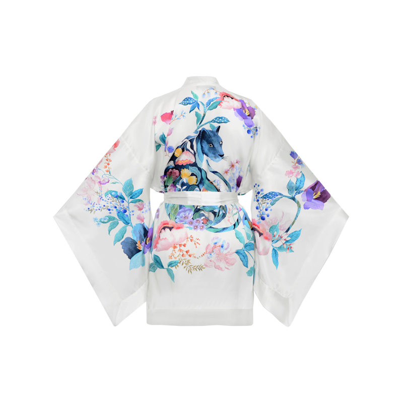 Thumbnail of White Silk Satin Short Kimono image