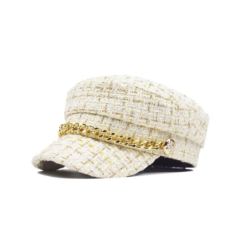 Thumbnail of White Tweed Baker Boy Hat image