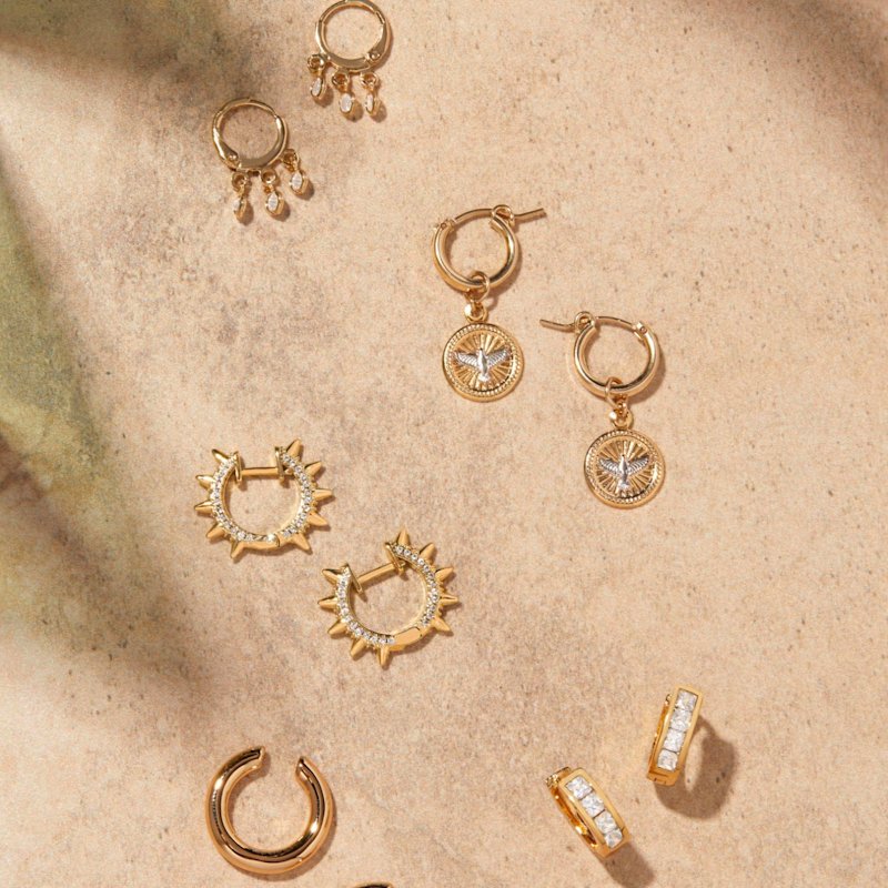 Thumbnail of Sunbeam Spike Huggie Hoops image