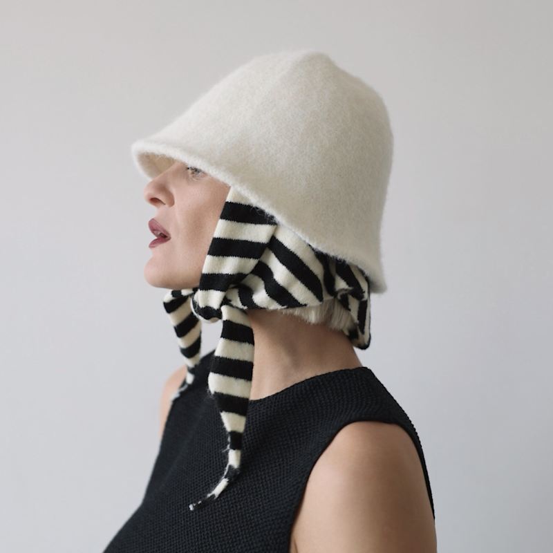 Thumbnail of White Wool Cloche Bucket Hat image