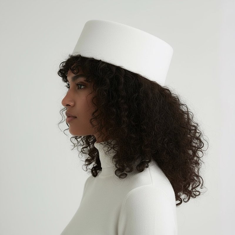 Thumbnail of White Wool Pillbox Hat image