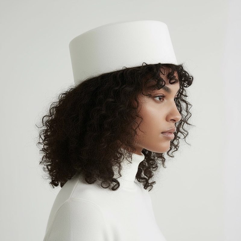Thumbnail of White Wool Pillbox Hat image