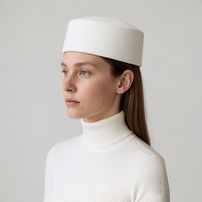 White Wool Pillbox Hat | London Atelier Byproduct | Wolf & Badger
