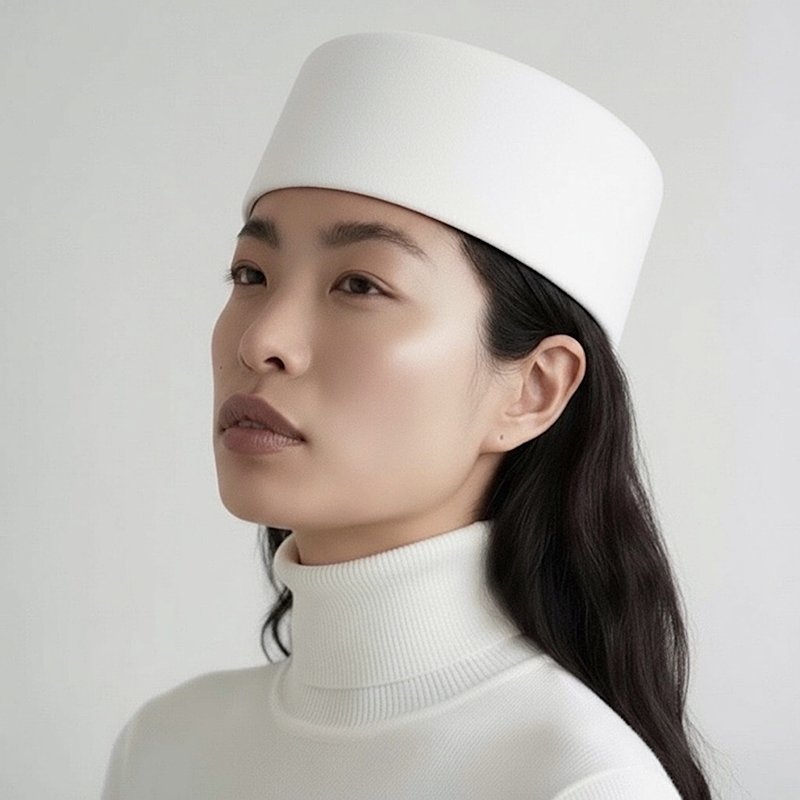 Thumbnail of White Wool Pillbox Hat image