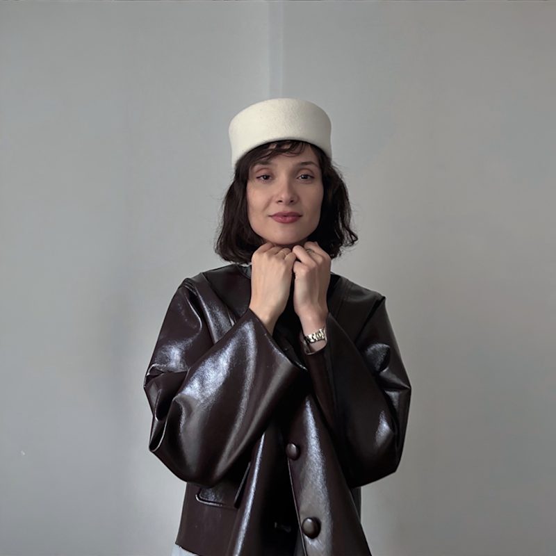 Thumbnail of White Wool Pillbox Hat image