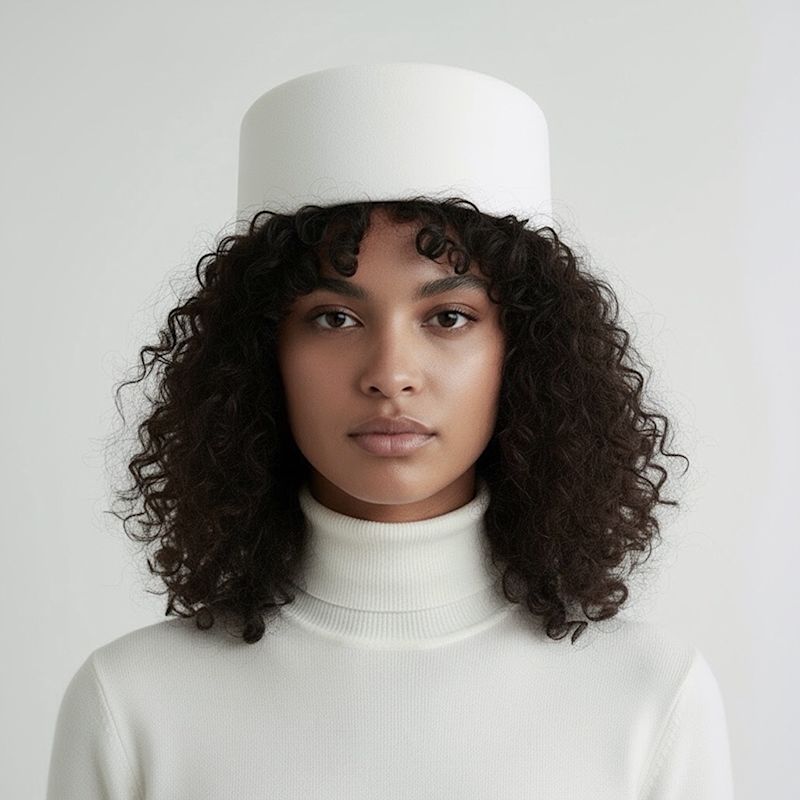 Thumbnail of White Wool Pillbox Hat image