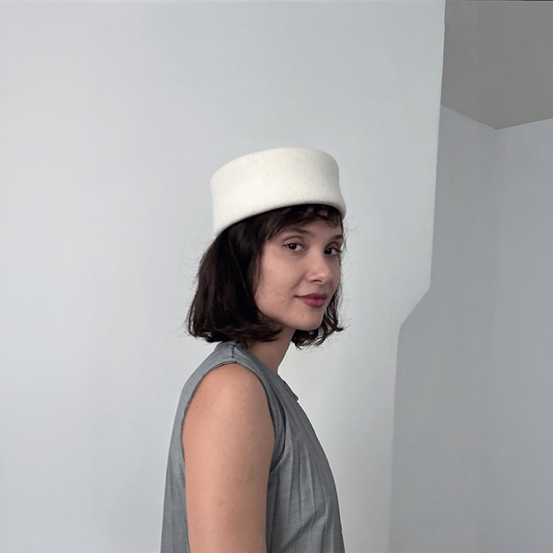 Thumbnail of White Wool Pillbox Hat image