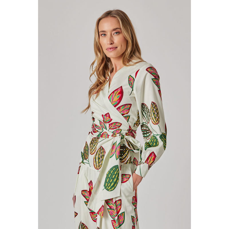 Thumbnail of Wrap Blouse With Leaf Print image