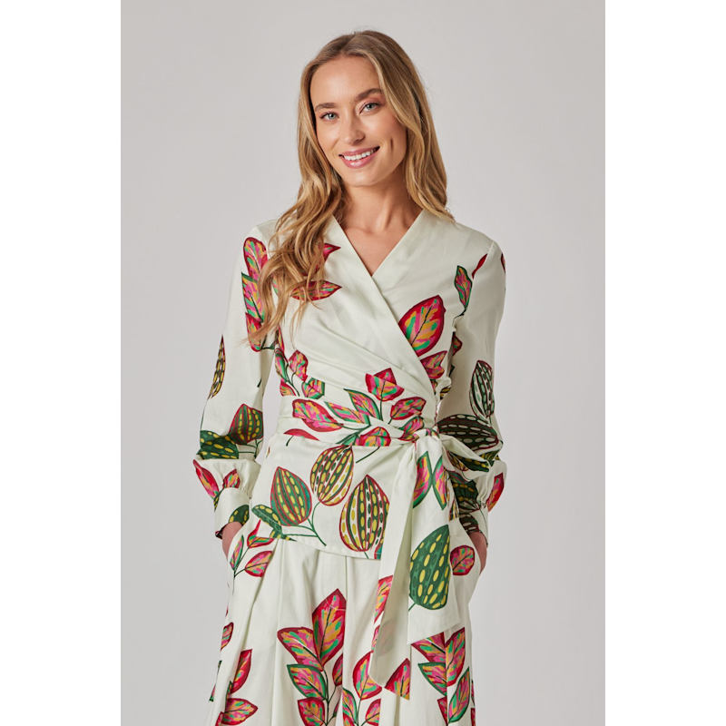 Thumbnail of Wrap Blouse With Leaf Print image