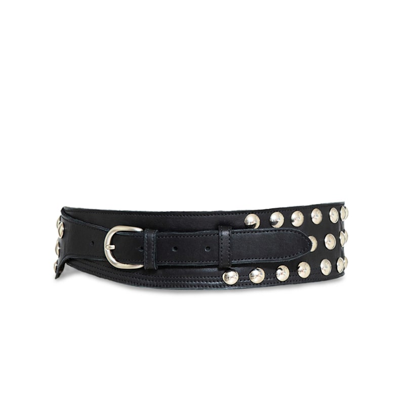 Wide Black Belt With Silver Studs | JUAN-JO | Wolf & Badger