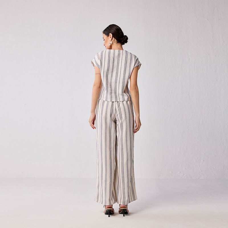 Thumbnail of Wide Leg Drawstring Pants In Stripes image