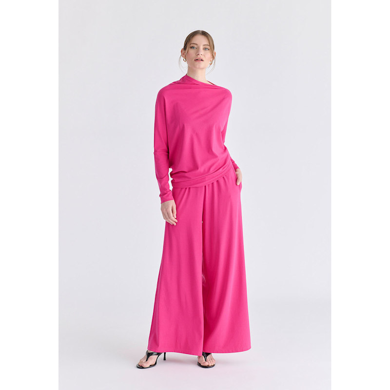 Thumbnail of Wide Leg Lyocell Jersey Trousers In Hot Pink image