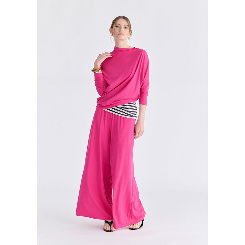 Thumbnail of Wide Leg Lyocell Jersey Trousers In Hot Pink image