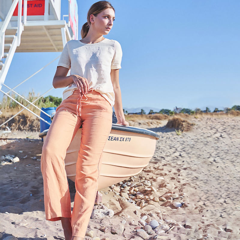Thumbnail of Solid Wide Leg Linen Pants  White image