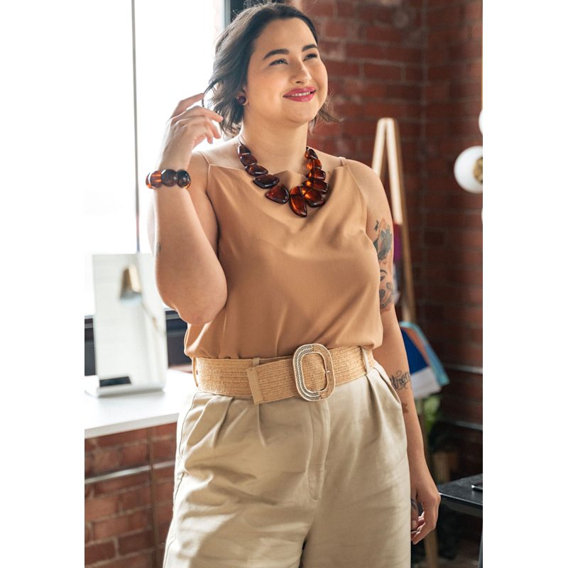 Thumbnail of Wide Stretch Straw Belt - Beige - Size S/M image
