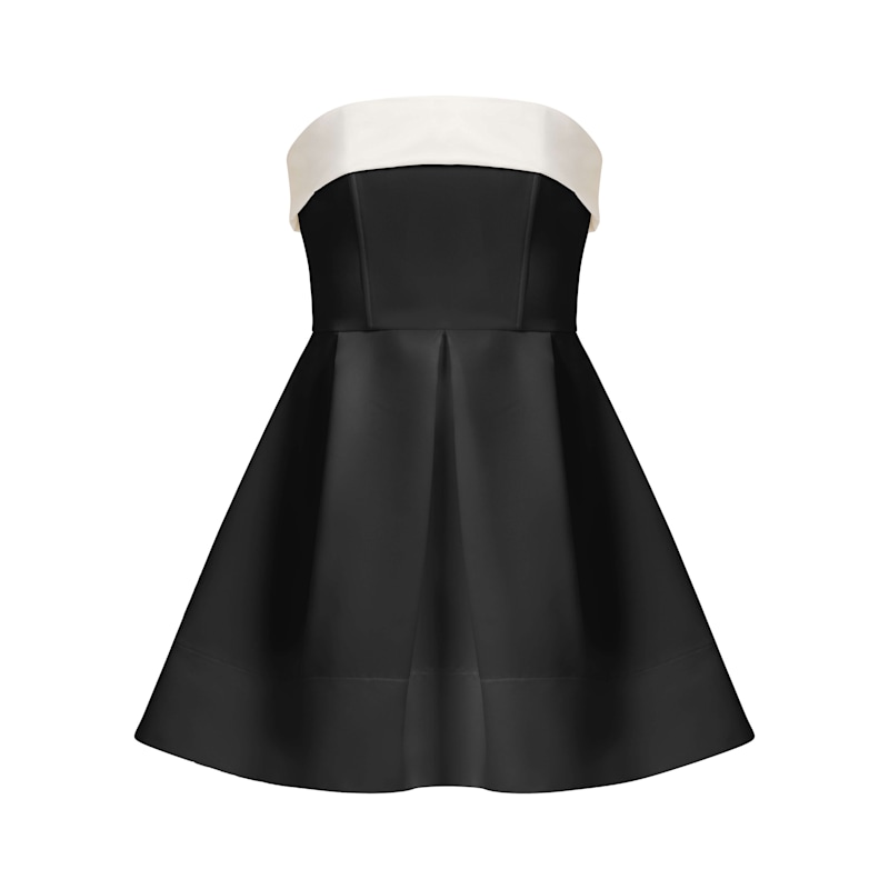 Thumbnail of Wild Flower Flared Mini Dress, Black & White image