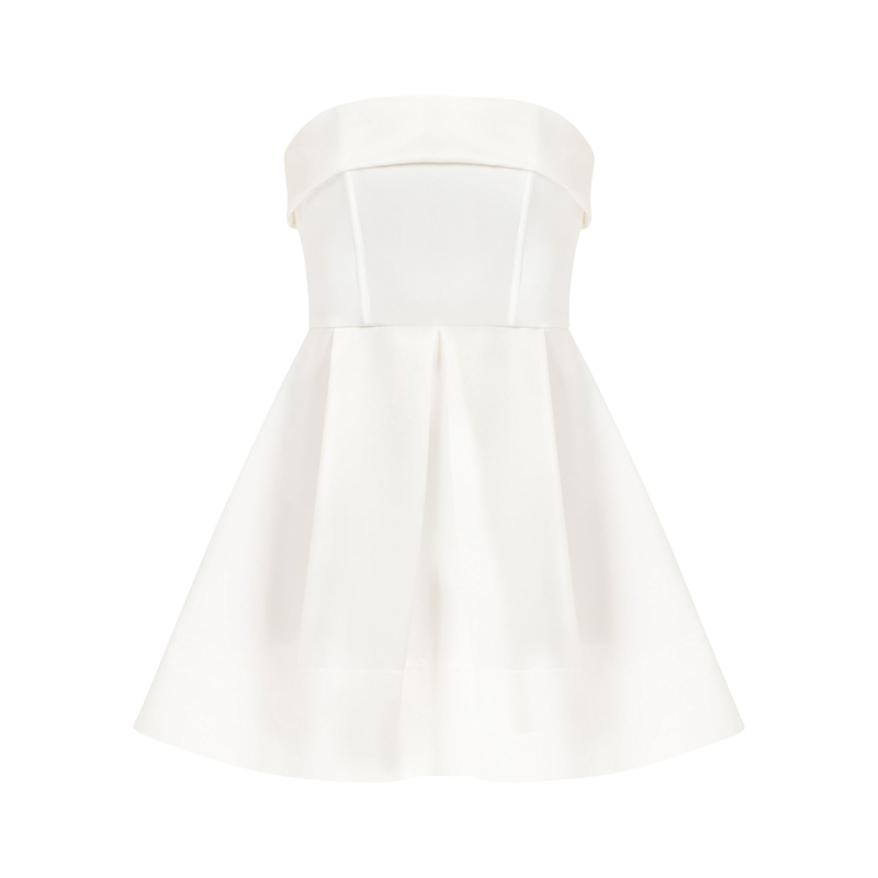 green emerald velvet dress Monetre Bisou Mini Dress Satin in Off-White