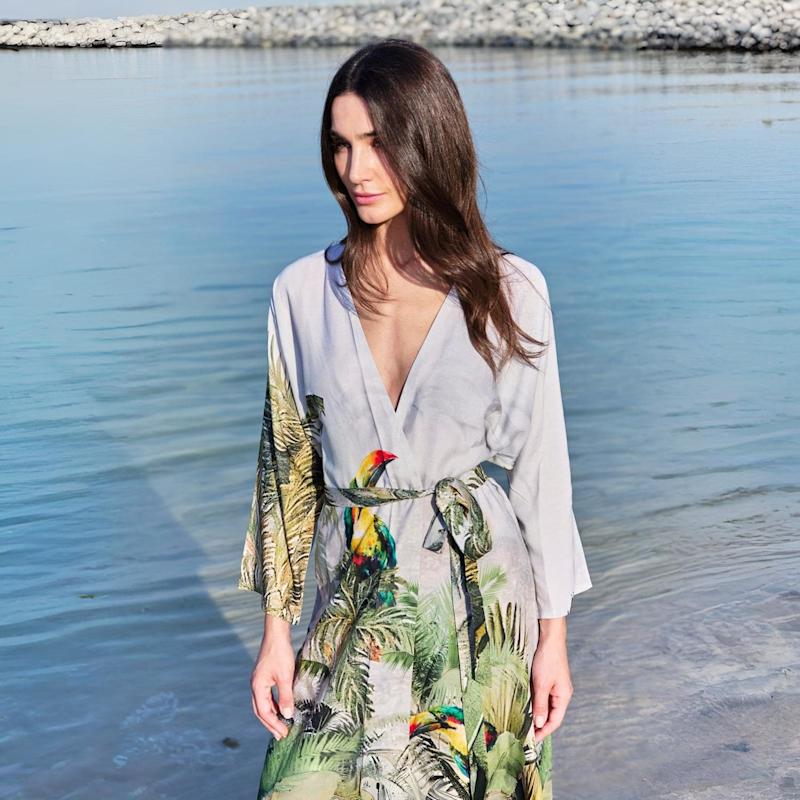 Wild Wings Bird In The Jungle Long Kimono by DHARA SHETH, DUBAI