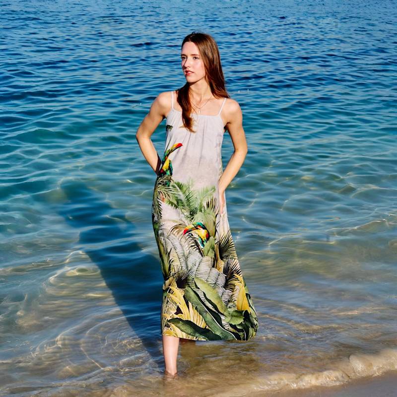 Wild Wings Bird In The Jungle Spaghetti Strap Maxi Dress DHARA