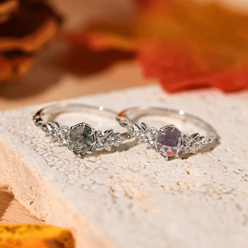 Wildflower Moss Agate Ring White Gold Vermeil© | Azura Jewelry New