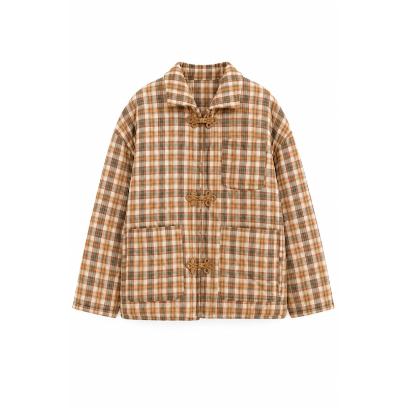 Thumbnail of Willow Brown Plaid Puffer Jacket image