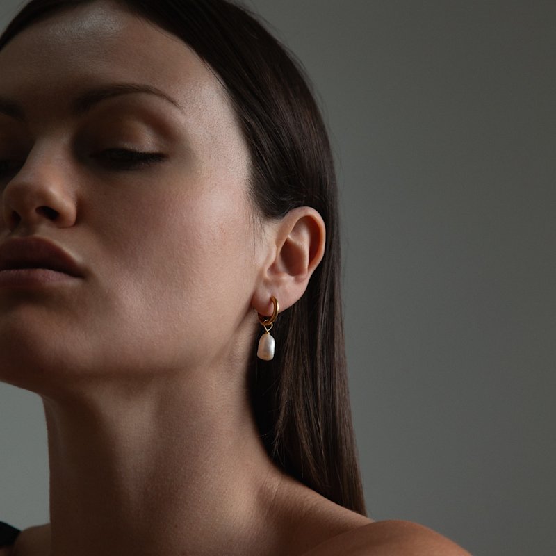 Thumbnail of Gold Pearl Hoops image