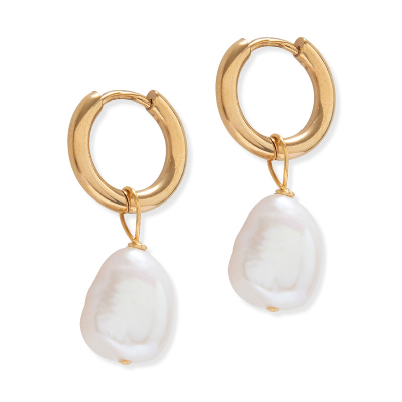 Thumbnail of Gold Pearl Hoops image