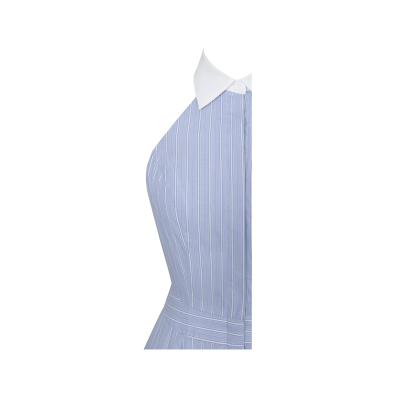 Thumbnail of Winslet Sky Blue Striped Cotton Poplin Halter Maxi Dress image