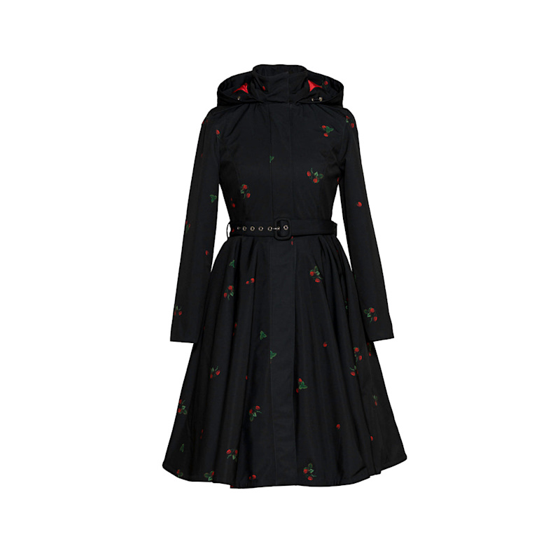 Winter Black Coat With Strawberry Print: Winter Wild Strawberry ...