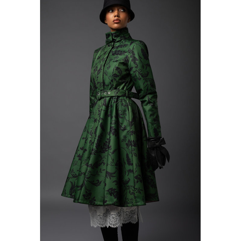 Winter Coat In Green & Black: Winter Forest Flower | RainSisters | Wolf ...