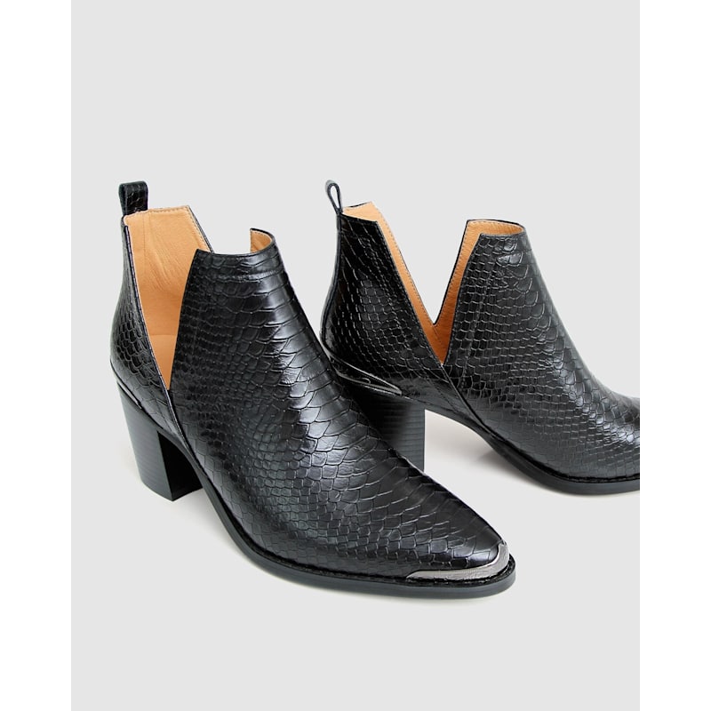 Thumbnail of Austin Croc Embossed Ankle Boot - Black image