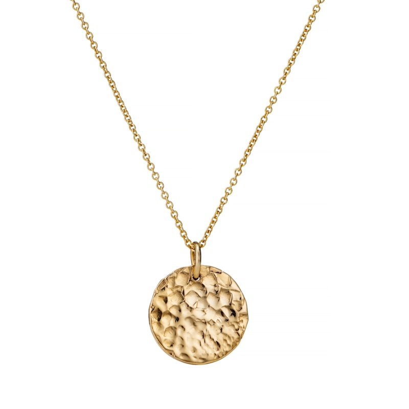 Thumbnail of Gold Plated Textured Disc Necklace image
