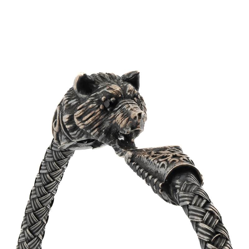 Thumbnail of Wolf Fang Men’s Sterling Silver Black Diamond Bracelet - Silver image