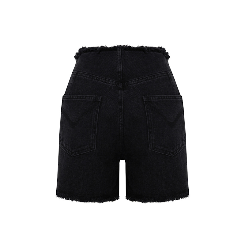 Thumbnail of Women High Waist Denim Shorts - Black image