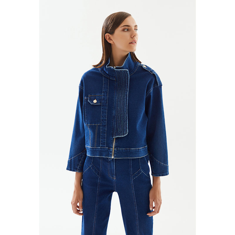 Women's High Collar Denim Jacket | 2be4A | Wolf & Badger