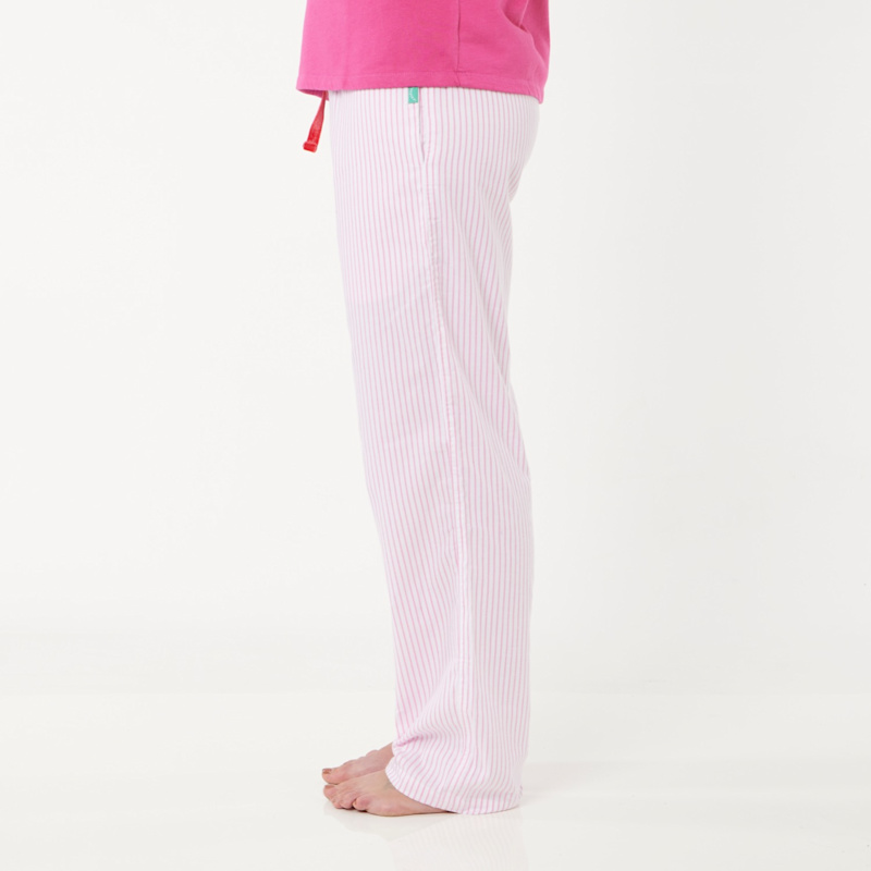 Thumbnail of Women's Soft, Breathable Organic Brushed Cotton Loungewear Trousers In Pink And White Stripes image