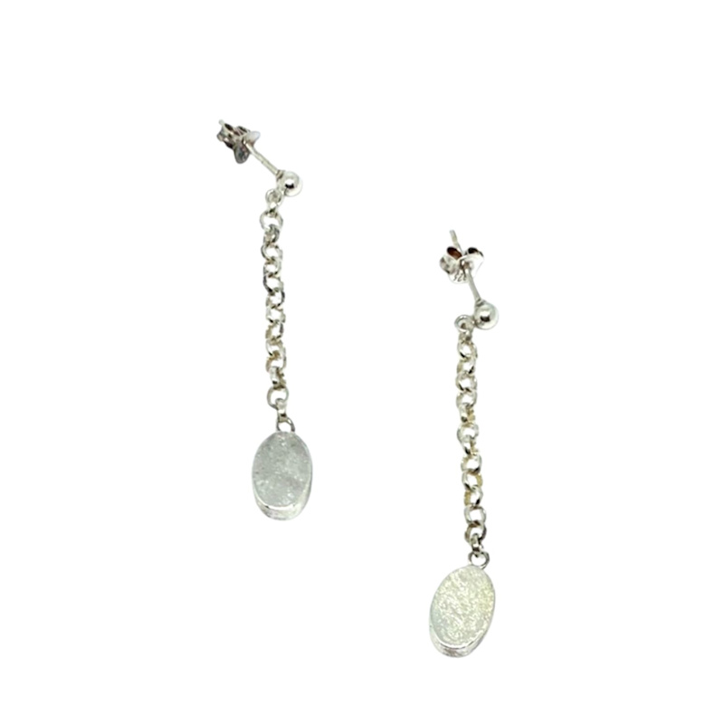 Thumbnail of Women’S Oval Drop Earrings – Sterling Silver image