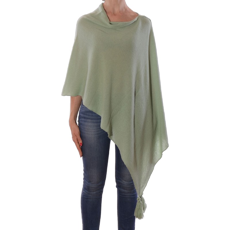 Thumbnail of Women’s Pure Cashmere Lightweight Poncho - Green Sage image