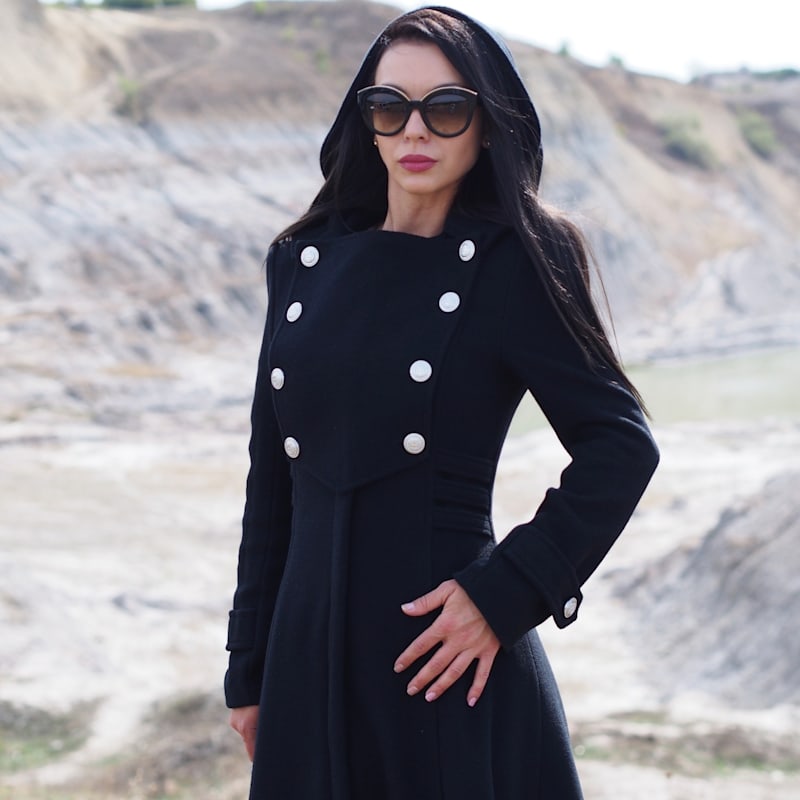 Trench Coat Women's Wool Winter Coat With Hood Women'S Wool