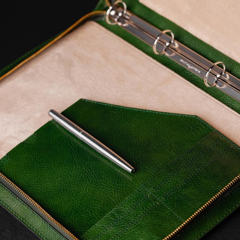 Thumbnail of Womens Green Leather Portfolio With Binder - Joy In The Morning image