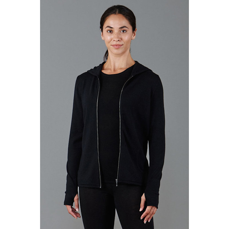 Thumbnail of Womens Heavyweight Merino Activewear Hooded Eirene Jumper - Black image